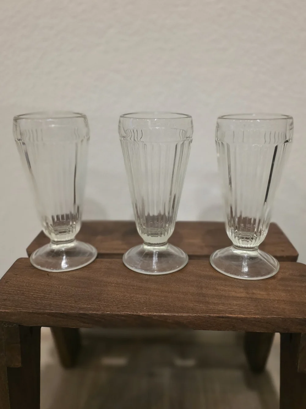 Vintage Glass Dessert Milkshake Cups - Set of 3